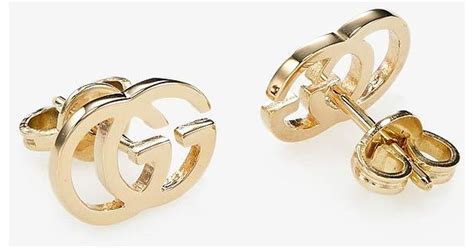 gucci double g 18ct gold stud earrings|Gucci gold earrings sale.